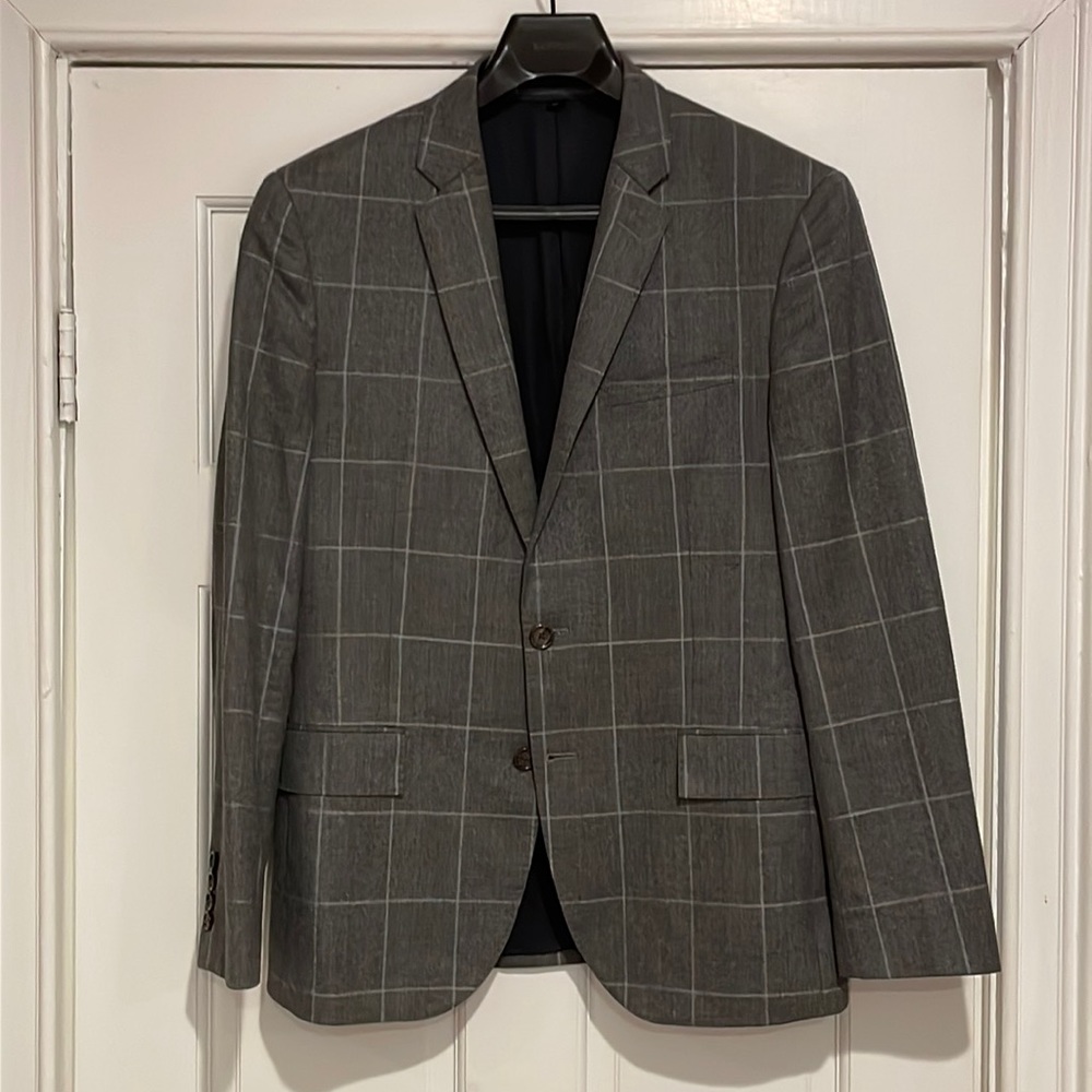 J. Crew Grey Windowpane Ludlow Suit Jacket - 40S